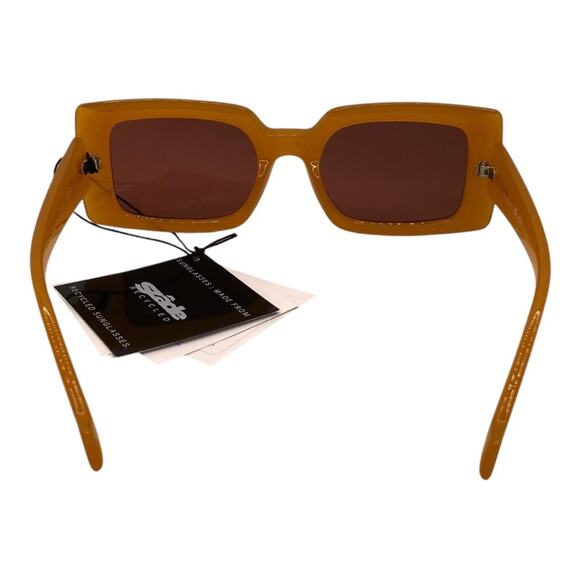 SZADE NIB Dart Sustainable On Trend Rectilinear Burnt Honey/Cherry Cola Sunglass - Picture 6 of 15